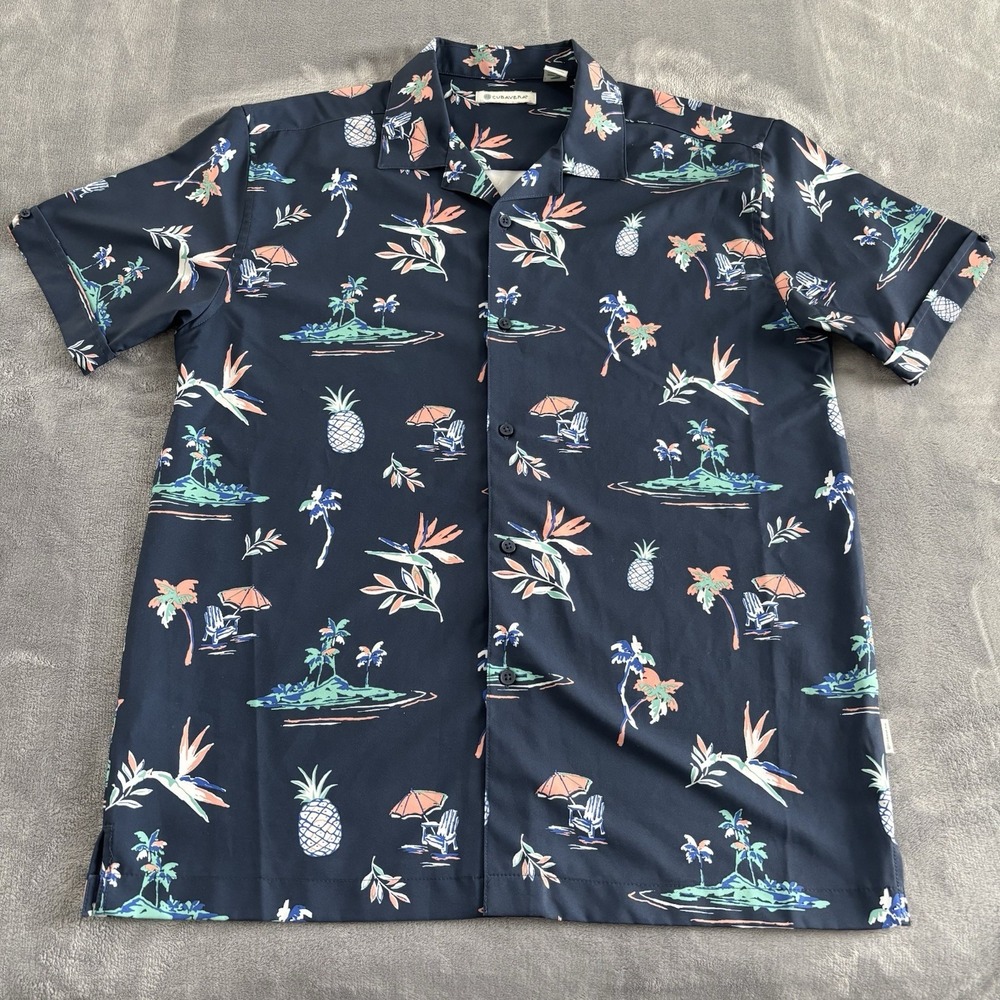 Cubavera‎ Men's M Tropical Print Shirt Island Palm Trees Relaxed Fit Button Down